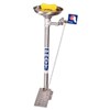 PRATT PEDESTAL MOUNTED TRIPLE NOZZLE EYE  FACE WASH WITH BOWL AND FOOT TREADLE